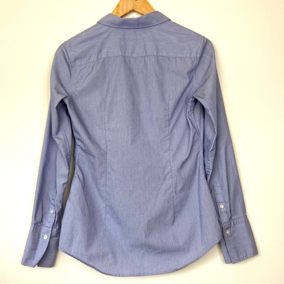 Banana Republic Striped Button-Up Riley Shirt | Blue and White | Size 2 - Picture 2 of 8